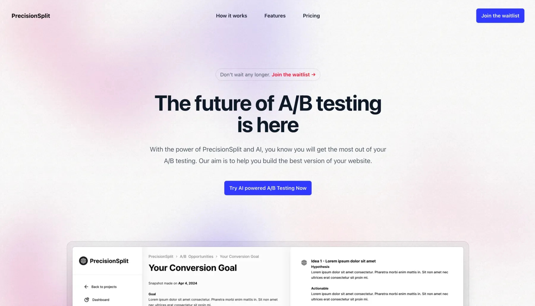 Website van precision split